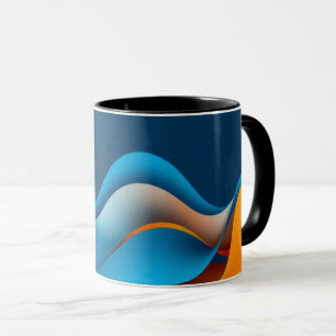 Oranje en blauwe golven mok