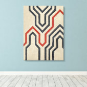 Oranje en blauwe grafische lijnen canvas afdruk (Insitu (Houten vloer))