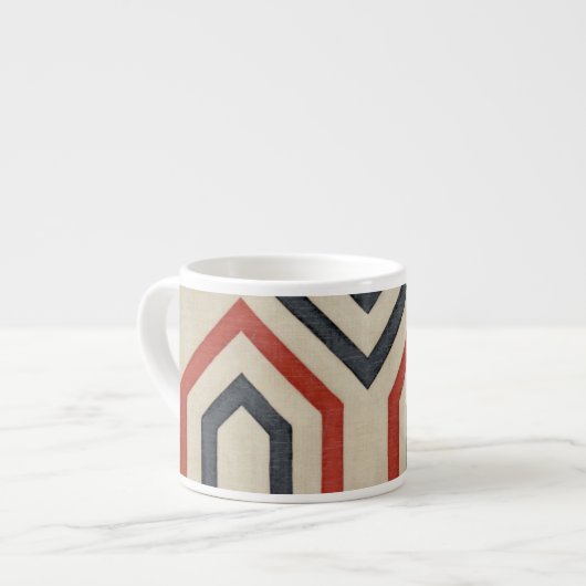 Oranje en blauwe grafische lijnen espresso kop (Voorkant links)