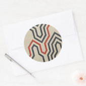 Oranje en blauwe grafische lijnen ronde sticker (Envelop)