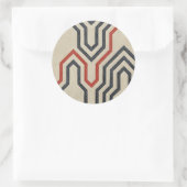 Oranje en blauwe grafische lijnen ronde sticker (Tas)