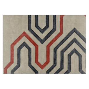 Oranje en blauwe grafische lijnen snijplank