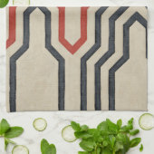 Oranje en blauwe grafische lijnen theedoek (Gevouwen)