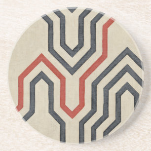 Oranje en blauwe grafische lijnen zandsteen onderzetter