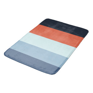 Oranje en blauwe strepen badmat