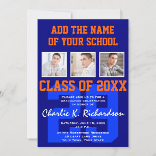 Oranje en Blauwe Team Kleuren Sport Afstuderen Kaart