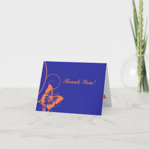 Oranje en Blauwe Vlinder Dank Je Wel Bedankkaart