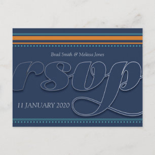 Oranje en Blauwgroen blauw RSVP-Briefkaart Uitnodiging Briefkaart