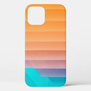 Oranje en blauwgroen illustratie iPhone 12 hoesje