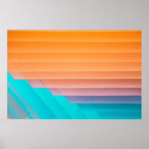 Oranje en blauwgroen illustratie poster