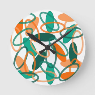 Oranje en Blauwgroen ovalen Ronde Klok