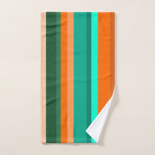 Oranje en Blauwgroen strepen Bad Handdoek (Handdoek)