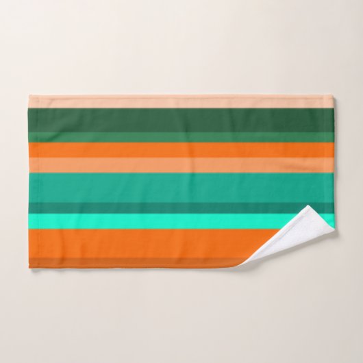 Oranje en Blauwgroen strepen Bad Handdoek (Handdoek)