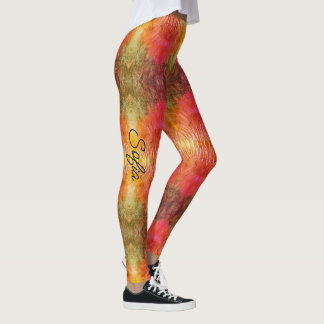Oranje en Bos Groen personaliseer de Kwaliteit van Leggings