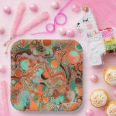 Oranje en bruin Abstract kunstdagboek Papieren Bordje (Feest)