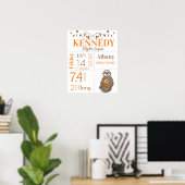 Oranje en bruin Baby geboorte stat Poster (Thuiskantoor)
