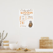 Oranje en bruin Baby geboorte stat Poster (Keuken)