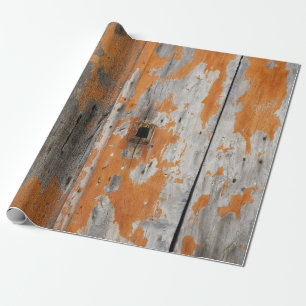 Oranje en bruin houten bord cadeaupapier