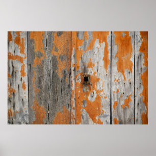 Oranje en bruin houten bord poster