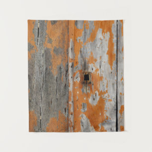Oranje en bruin houten bord wandkleed