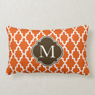Oranje en bruin Marokkaans monogram Kussen