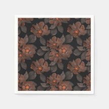 Oranje en bruine bloemen op een zwarte achtergrond