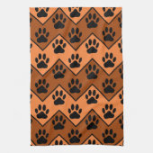 Oranje en bruine Chevron met een hond met een heup Theedoek (Verticaal)