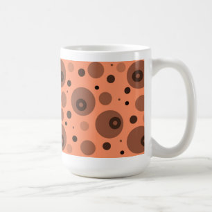 Oranje en Bruine Cirkels en Stippen Koffiemok