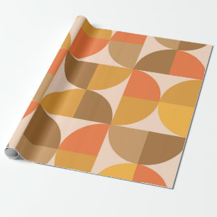 Oranje en bruine halve cirkels uit het midden van  cadeaupapier