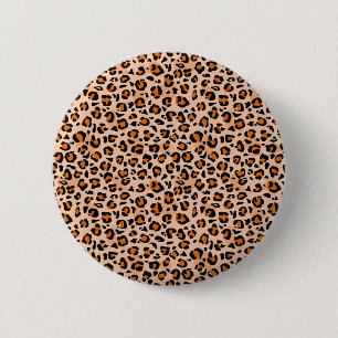 Oranje en bruine luipaardprint ronde button 5,7 cm