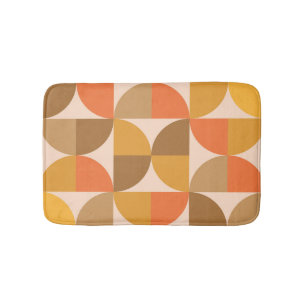Oranje en Bruine Mid Century Halve Cirkels  Badmat