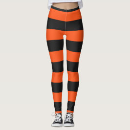 Oranje en donkergrijze halloween stripes Leggings
