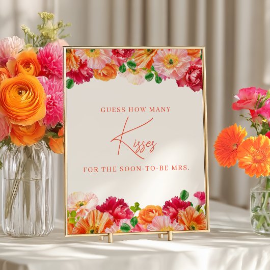 Oranje en felroze raden hoeveel kussen spel poster