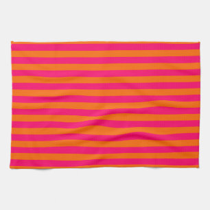 Oranje en Fuchsia Streep Theedoek