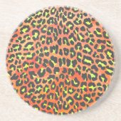 Oranje en geel afdrukken op luipaard zandsteen onderzetter (Voorkant)