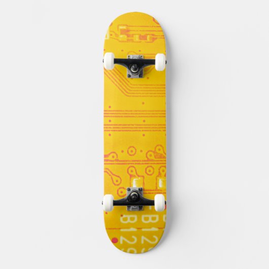Oranje en geel circuit board skateboard (Voorkant)