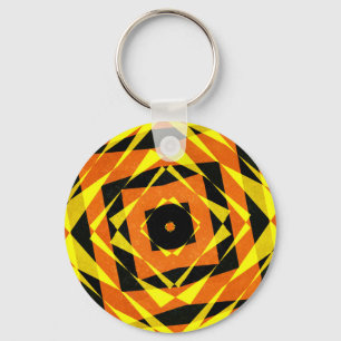 Oranje en geel gestreepte diamantpatroon sleutelhanger