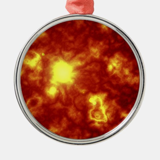 Oranje en geel metalen ornament (Voorkant)