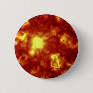 Oranje en geel ronde button 5,7 cm