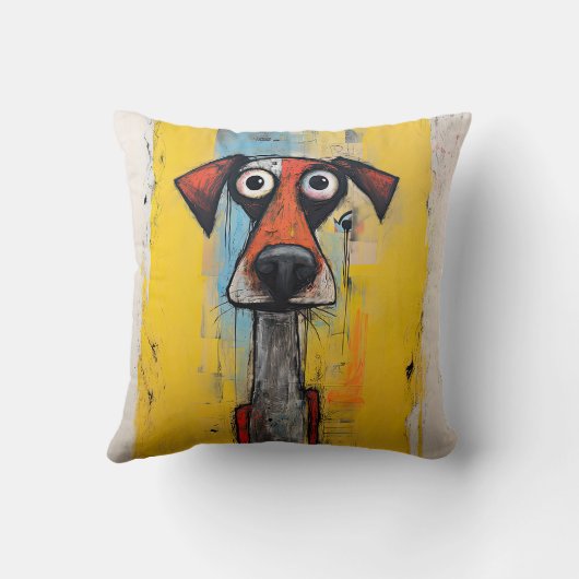 Oranje en gele Abstracte hond Kussen (Achterkant)