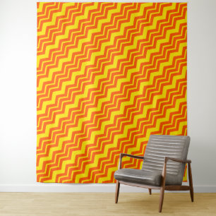 Oranje en gele Chevron patroonontwerp  Wandkleed