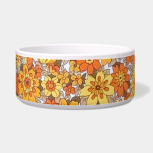 Oranje en gele Daisies Pet Bowl Voerbakje
