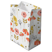 Oranje en gele Doodle Flower Medium Gift Bag Medium Cadeauzakje (Achterkant Gekanteld)