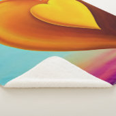 Oranje en gele Heart Sherpa Blanket Sherpa Deken (3/4)