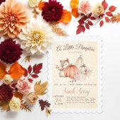 Oranje en Gele Herfst Pompoen Baby shower Kaart