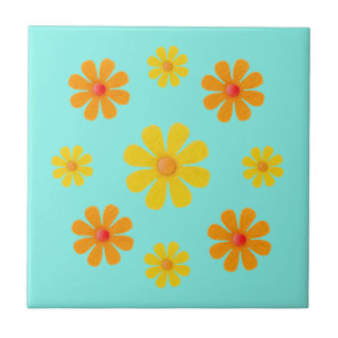 Oranje en gele lentbloemen voor keuken tegeltje