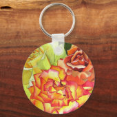 Oranje en gele rozen waterverf kunst sleutelhanger (Voorkant)