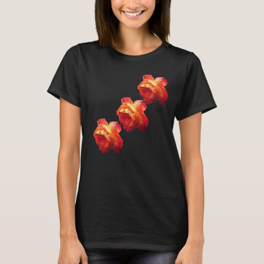 Oranje en gele rozenbloem t-shirt (Voorkant)