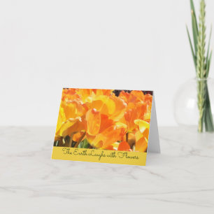 Oranje en gele Tulps Earth Laughes met Flowers Notitiekaartje