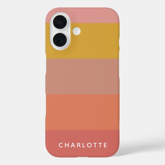 Oranje en Gele Warme Strepen Geometrische Naam Case-Mate iPhone Case (Achterkant)
